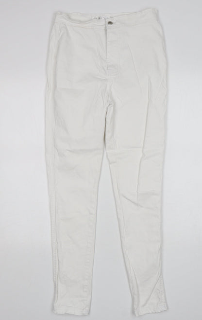 Red Chilli Womens White  Cotton Skinny Jeans Size 12 L28 in Regular
