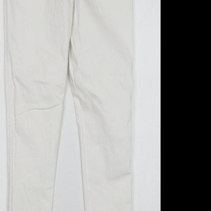 Red Chilli Womens White  Cotton Skinny Jeans Size 12 L28 in Regular