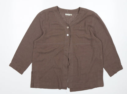 EAST Womens Brown  Linen Jacket Blazer Size 12