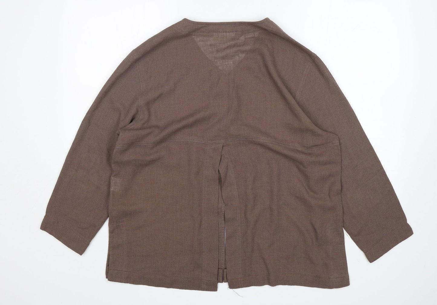 EAST Womens Brown  Linen Jacket Blazer Size 12