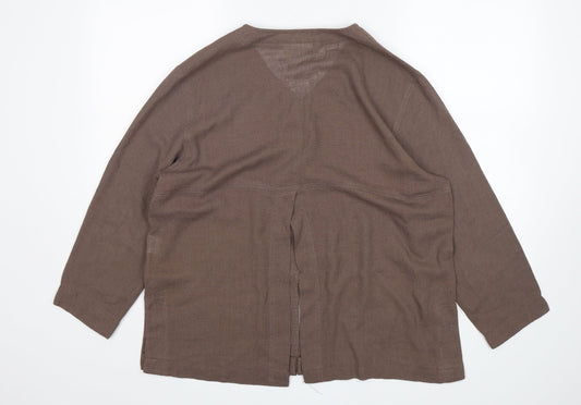 EAST Womens Brown  Linen Jacket Blazer Size 12