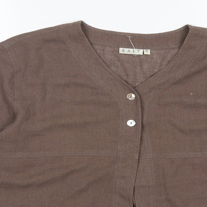 EAST Womens Brown  Linen Jacket Blazer Size 12