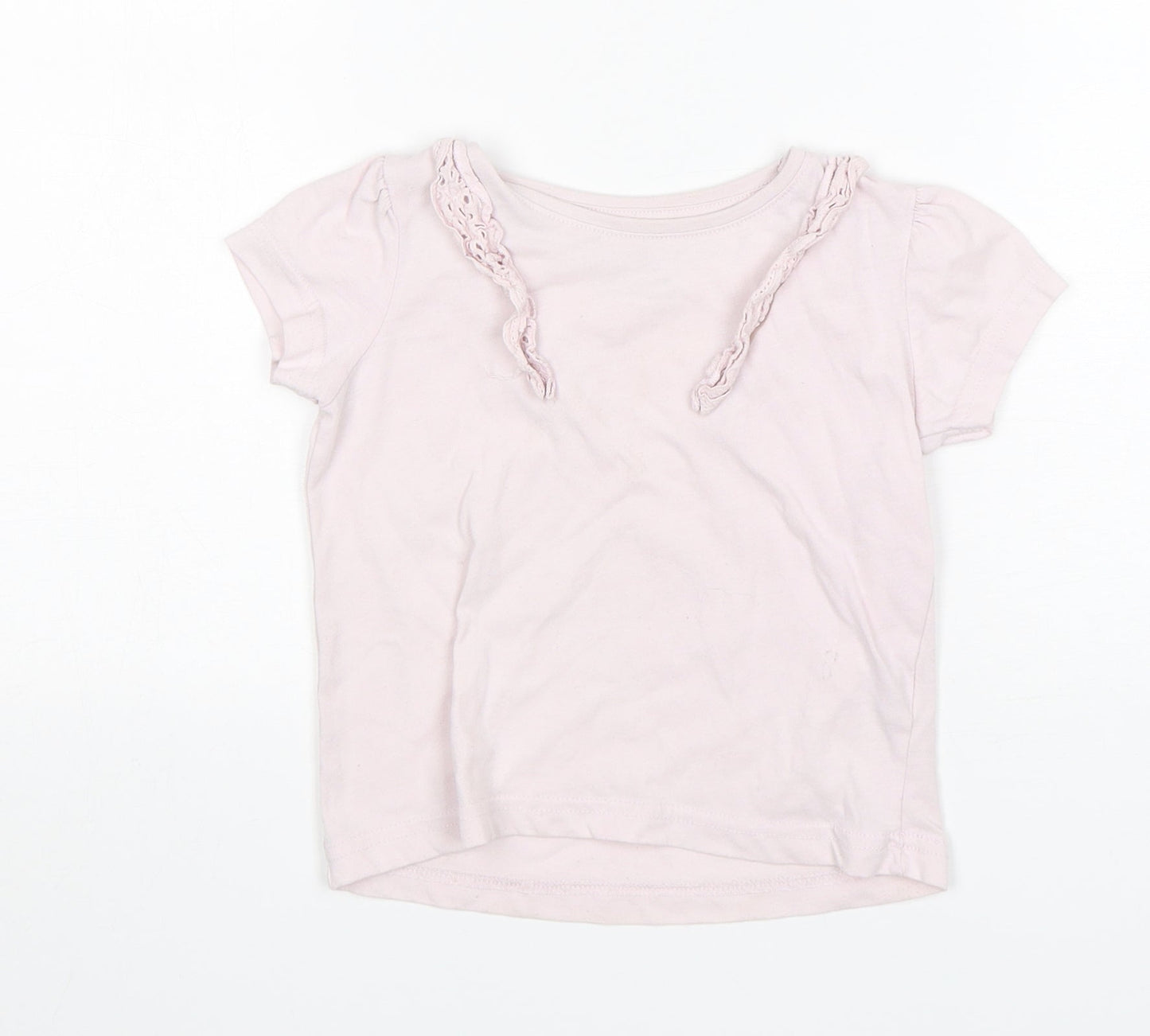 Primark Girls Pink  Cotton Basic T-Shirt Size 3-4 Years Round Neck