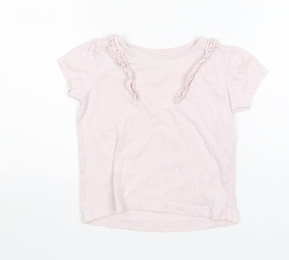 Primark Girls Pink  Cotton Basic T-Shirt Size 3-4 Years Round Neck