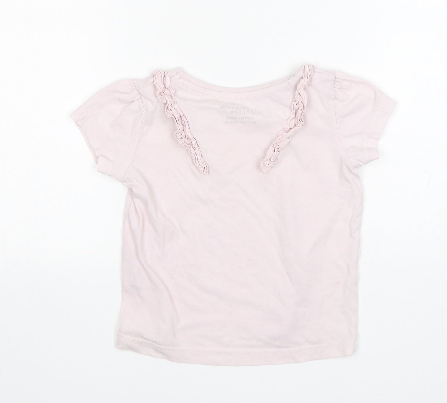 Primark Girls Pink  Cotton Basic T-Shirt Size 3-4 Years Round Neck