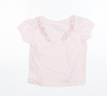 Primark Girls Pink  Cotton Basic T-Shirt Size 3-4 Years Round Neck