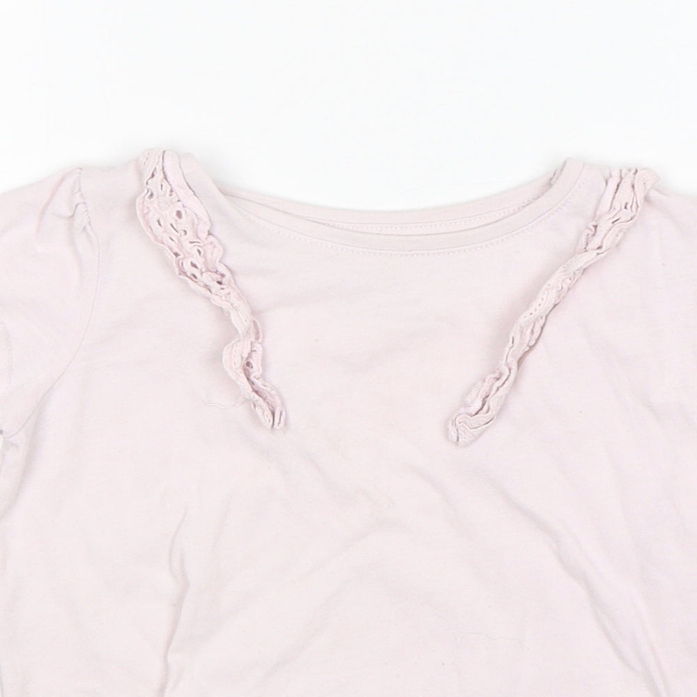 Primark Girls Pink  Cotton Basic T-Shirt Size 3-4 Years Round Neck