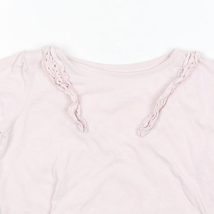 Primark Girls Pink  Cotton Basic T-Shirt Size 3-4 Years Round Neck