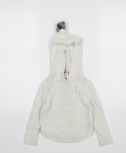 Aspen Girls White  Cotton Pullover Hoodie Size 3 Years