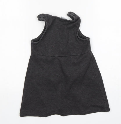 TU Girls Grey  Polyester Pinafore/Dungaree Dress  Size 4 Years  Round Neck