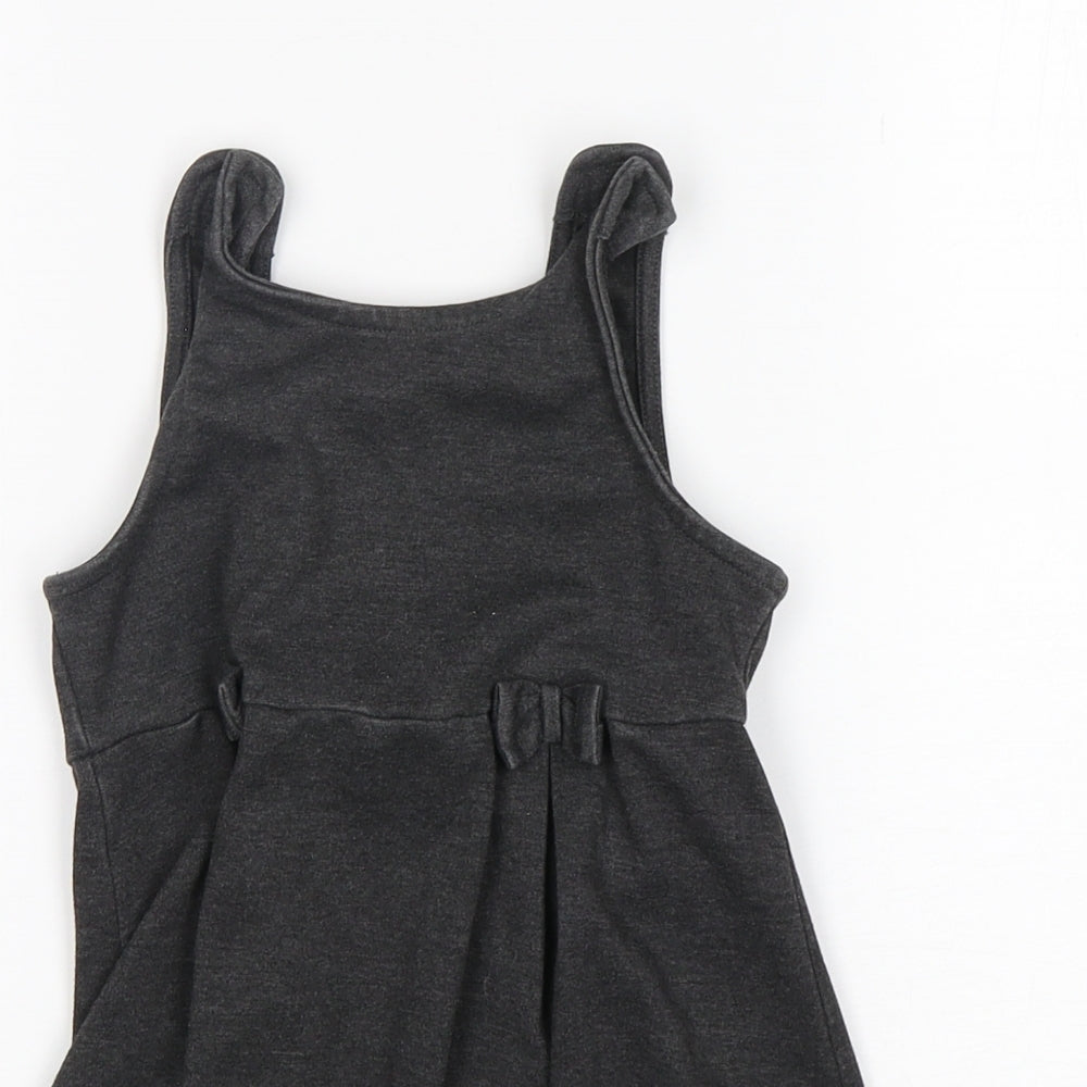 TU Girls Grey  Polyester Pinafore/Dungaree Dress  Size 4 Years  Round Neck