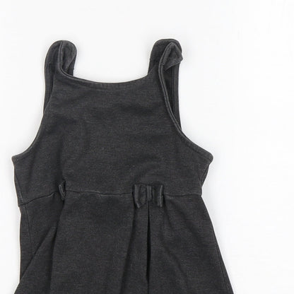 TU Girls Grey  Polyester Pinafore/Dungaree Dress  Size 4 Years  Round Neck