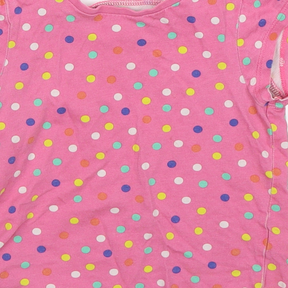 George Girls Pink Polka Dot Cotton Basic T-Shirt Size 2-3 Years Round Neck