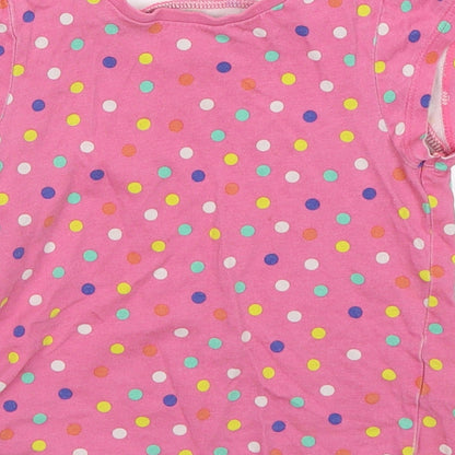George Girls Pink Polka Dot Cotton Basic T-Shirt Size 2-3 Years Round Neck