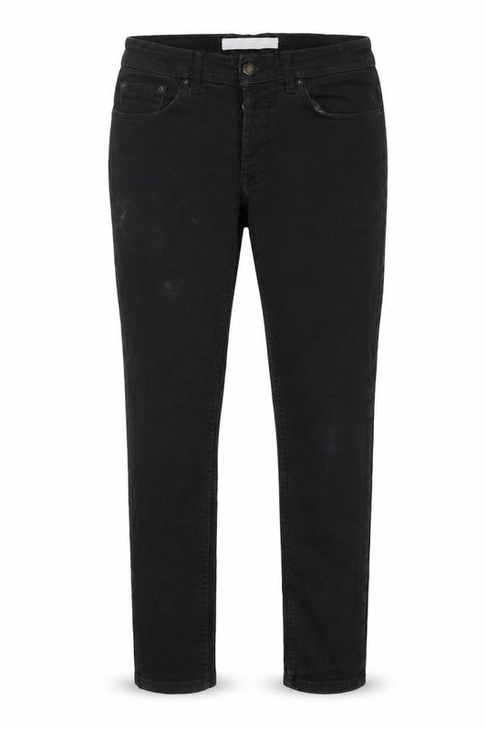 Front view of Burton women’s black cotton skinny jeans, size UK 32, 30-inch leg regular