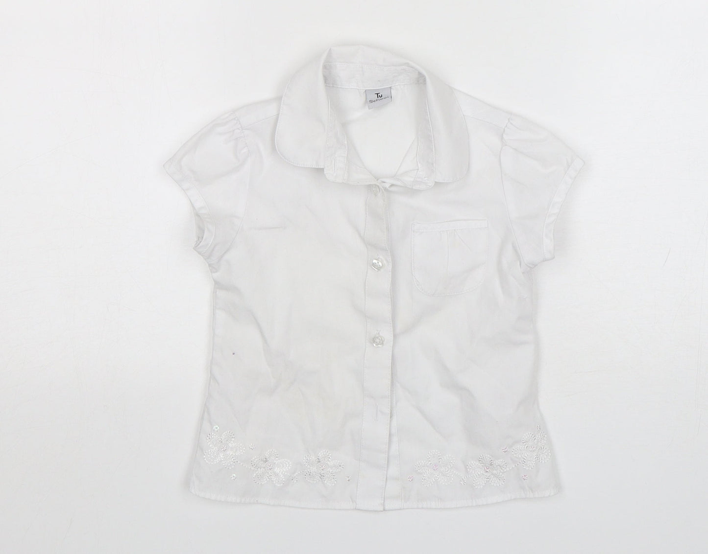 TU Girls White  Polyester Basic Button-Up Size 4 Years Collared  - School Wear