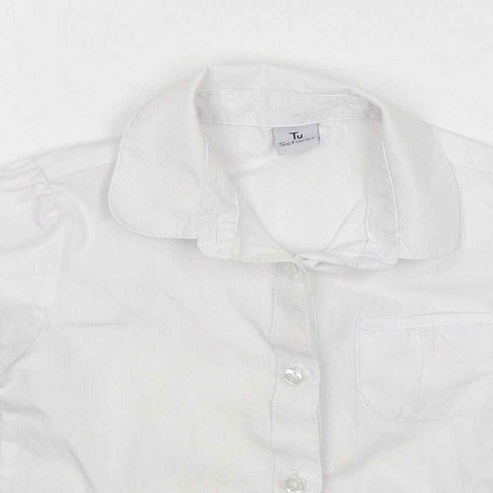 TU Girls White  Polyester Basic Button-Up Size 4 Years Collared  - School Wear