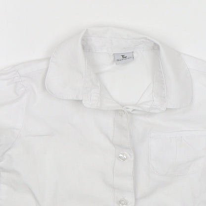 TU Girls White  Polyester Basic Button-Up Size 4 Years Collared  - School Wear