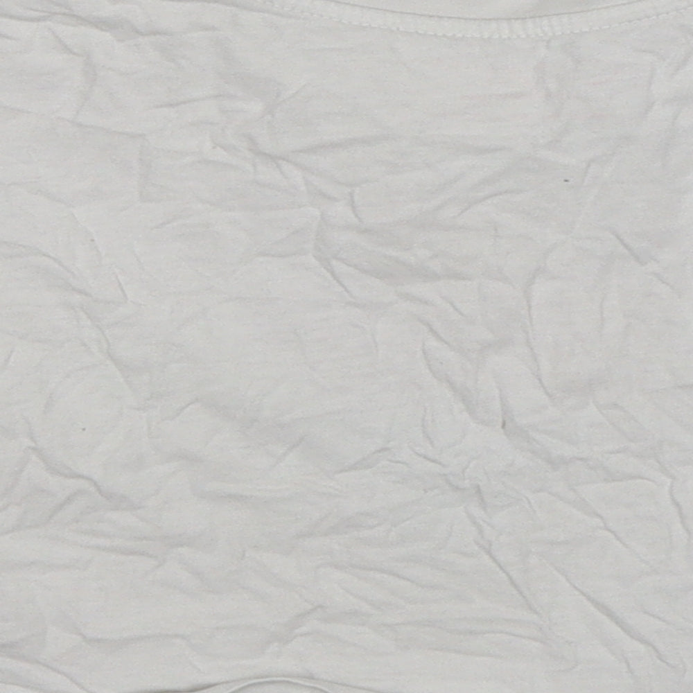 Primark Girls White  Cotton Cropped T-Shirt Size 5-6 Years Round Neck
