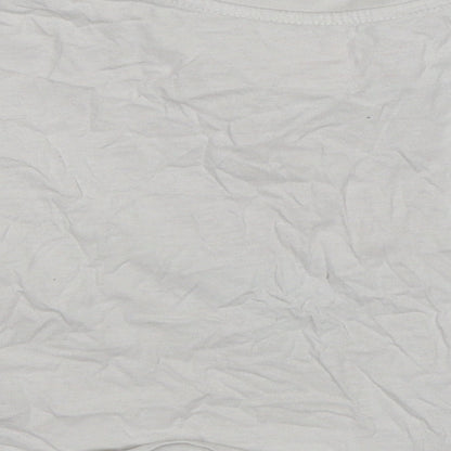 Primark Girls White  Cotton Cropped T-Shirt Size 5-6 Years Round Neck