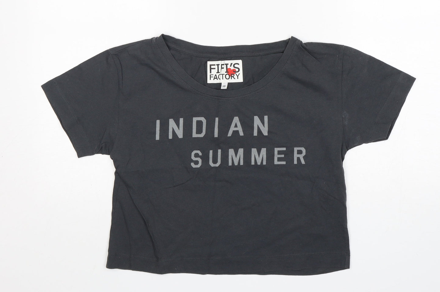 Fifi's Factory  Womens Grey  Cotton Basic T-Shirt Size XS Round Neck