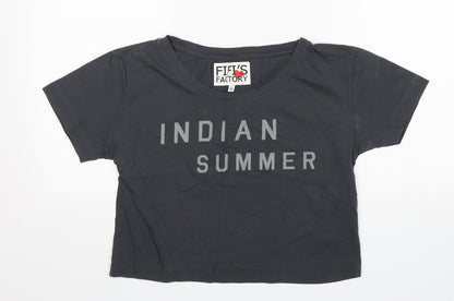 Fifi's Factory  Womens Grey  Cotton Basic T-Shirt Size XS Round Neck