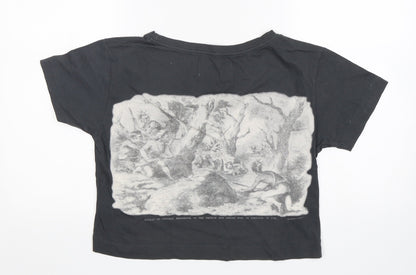Fifi's Factory  Womens Grey  Cotton Basic T-Shirt Size XS Round Neck