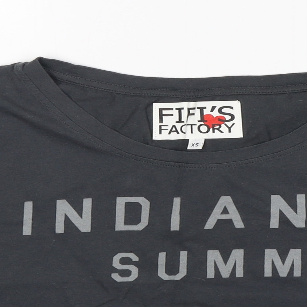 Fifi's Factory  Womens Grey  Cotton Basic T-Shirt Size XS Round Neck