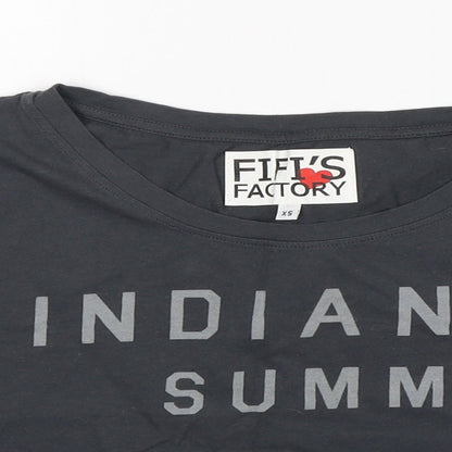 Fifi's Factory  Womens Grey  Cotton Basic T-Shirt Size XS Round Neck