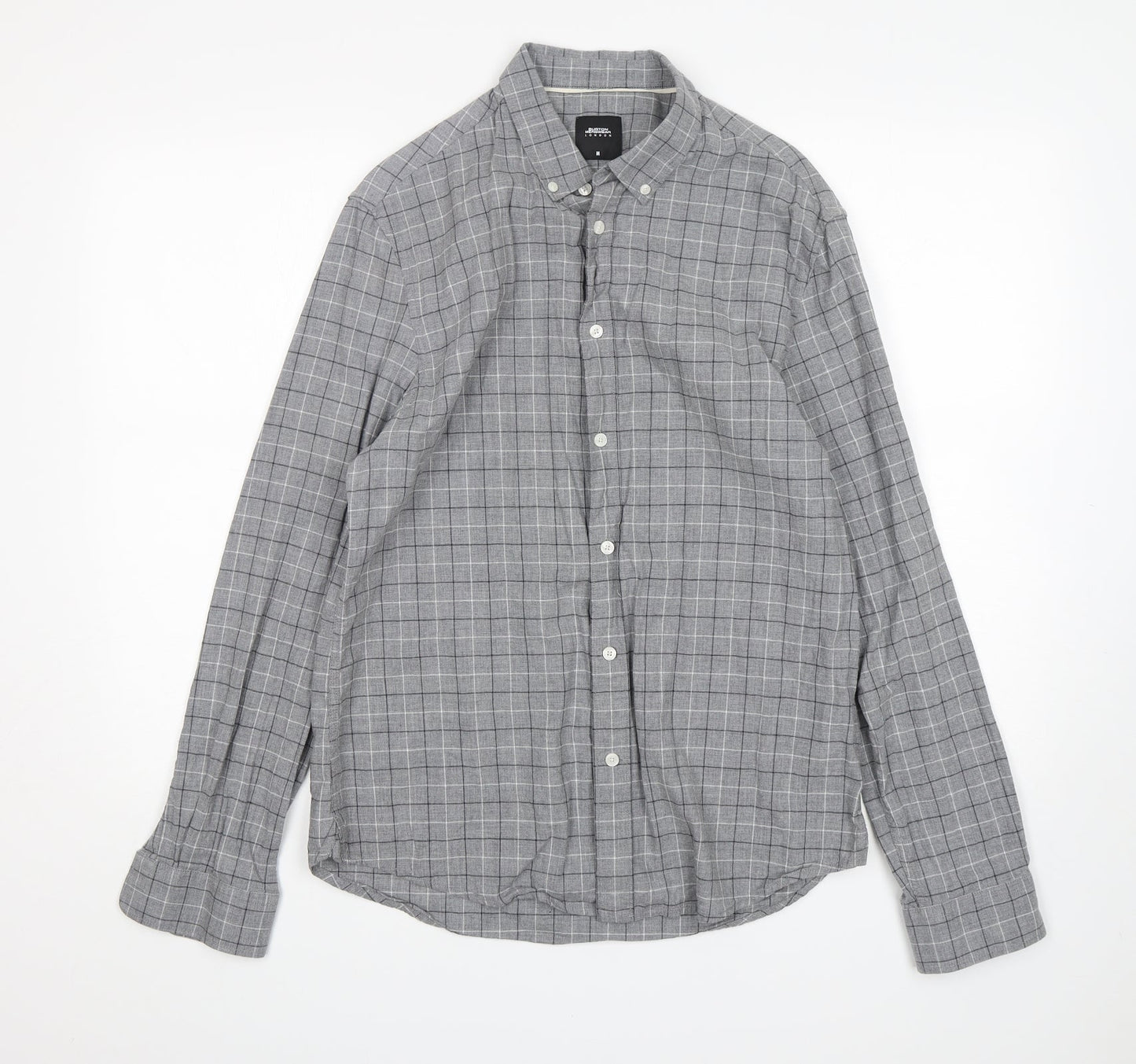 Mens UK Size M Burton Grey  Button-Up Long Sleeve Casual Shirt