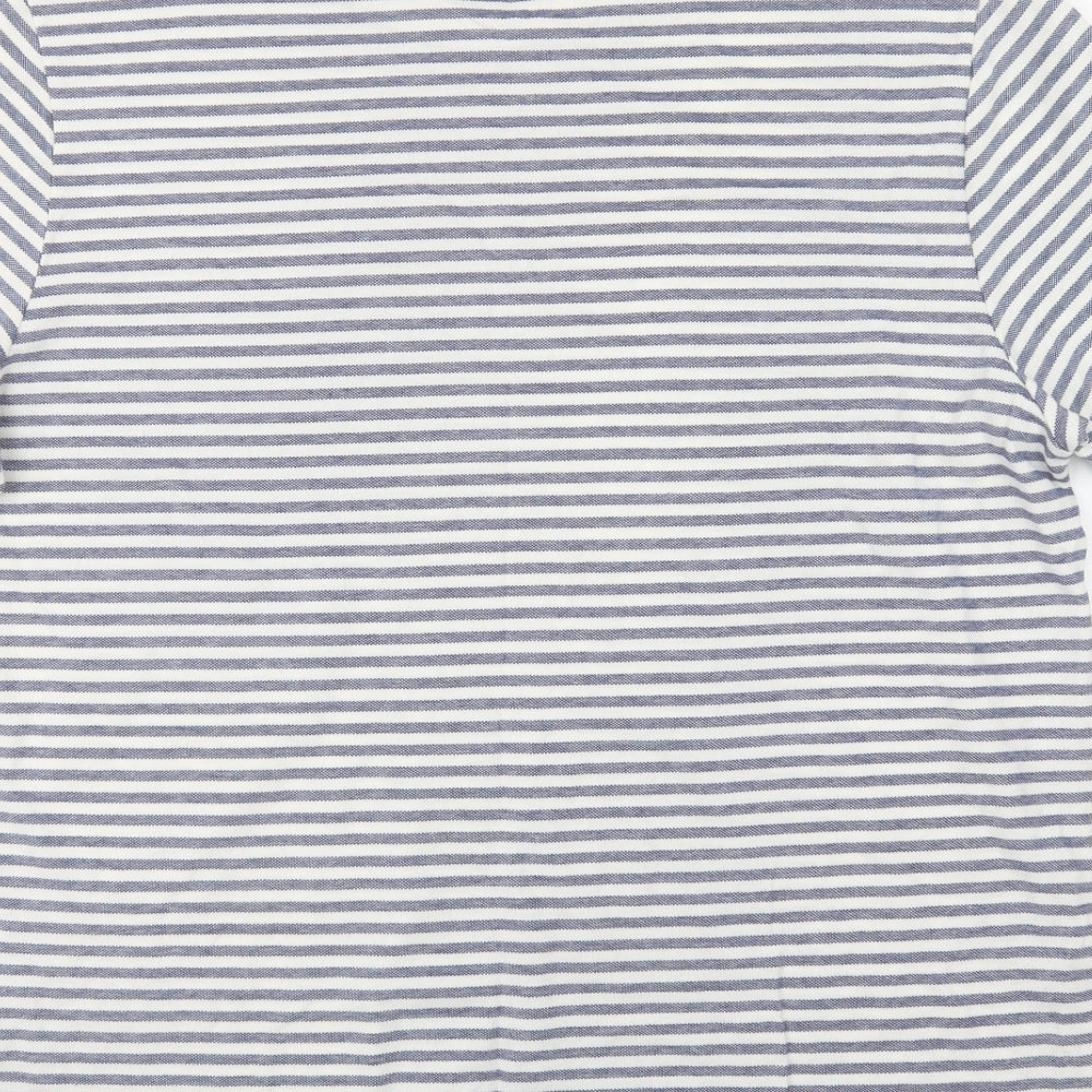 George Mens Blue Striped Cotton  T-Shirt Size XL Crew Neck