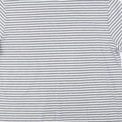 George Mens Blue Striped Cotton  T-Shirt Size XL Crew Neck