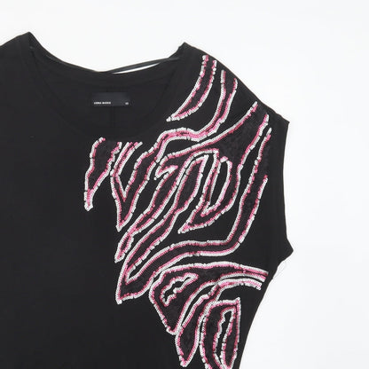 Womens UK Size XS VERO MODA Black Basic Blouse