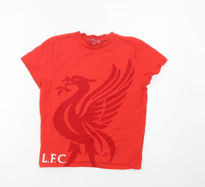 L.F.C. Boys Red  Cotton Basic T-Shirt Size 7-8 Years Crew Neck  - Liverpool FC