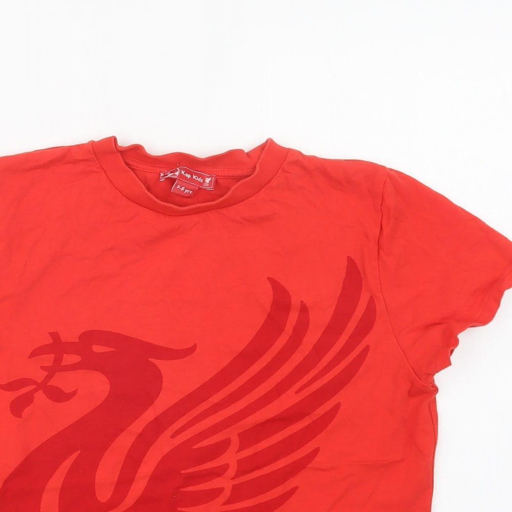 L.F.C. Boys Red  Cotton Basic T-Shirt Size 7-8 Years Crew Neck  - Liverpool FC