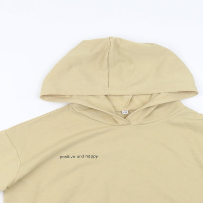 SheIn Girls Beige  Cotton Pullover Hoodie Size 10-11 Years