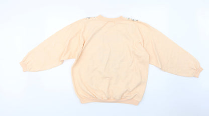 Gold Belt Womens Pink Floral Acrylic Pullover Sweatshirt Size L