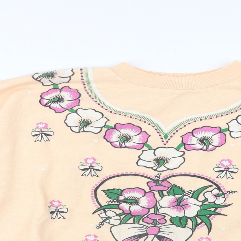 Gold Belt Womens Pink Floral Acrylic Pullover Sweatshirt Size L