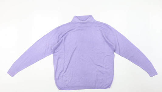 Isabelle Womens Purple Mock Neck  Acrylic Pullover Jumper Size M