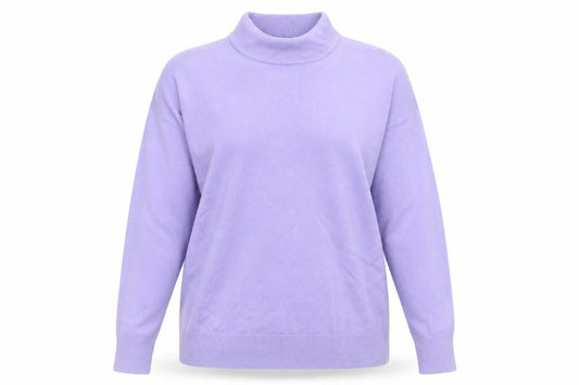 Front view of Isabelle women’s purple mock neck acrylic jumper, size M