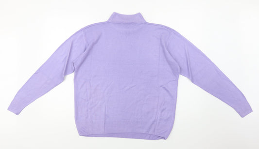Isabelle Womens Purple Mock Neck  Acrylic Pullover Jumper Size M