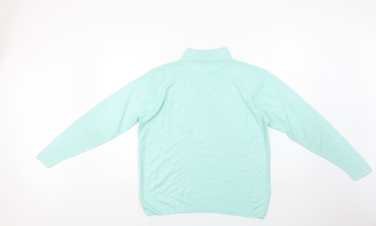 Isabelle Womens Green Mock Neck  Acrylic Pullover Jumper Size M