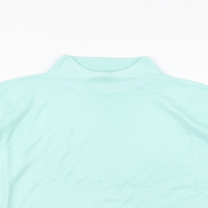 Isabelle Womens Green Mock Neck  Acrylic Pullover Jumper Size M