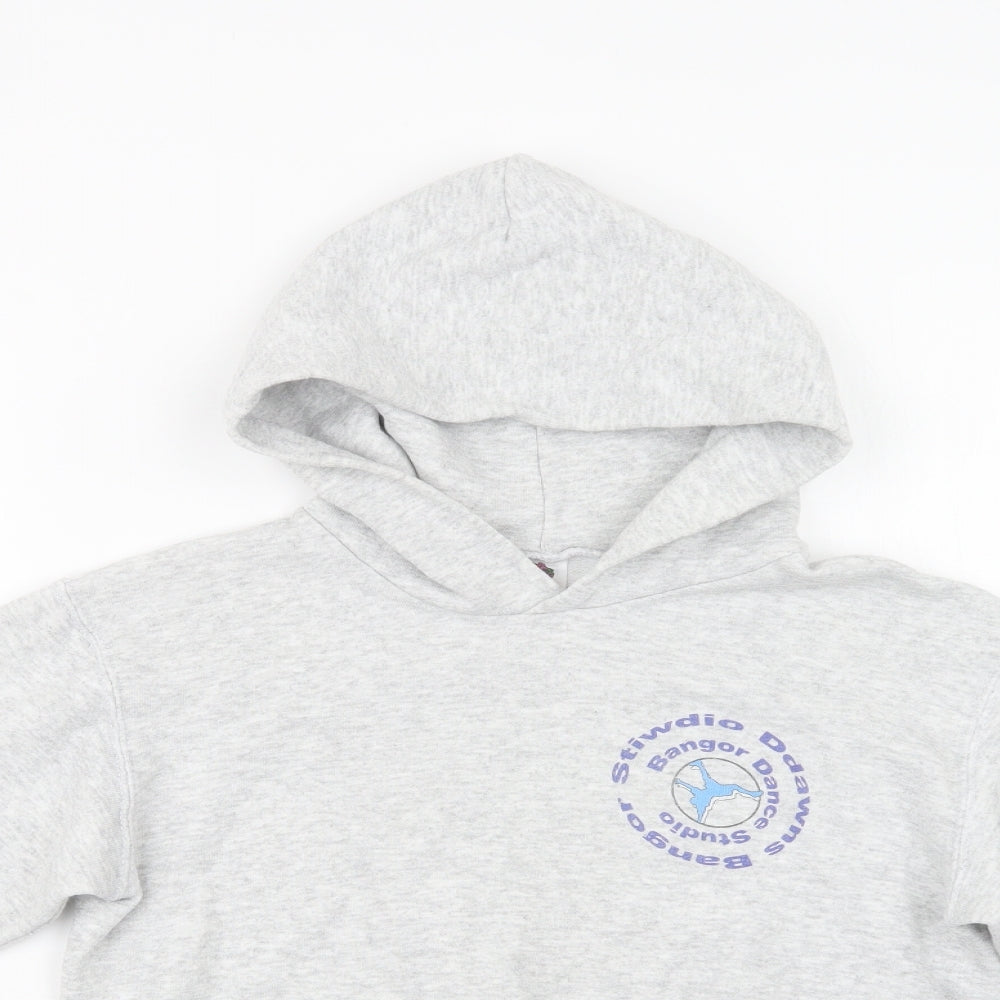 Fruit of the Loom Girls Grey  Cotton Pullover Hoodie Size 9-10 Years   - Dance