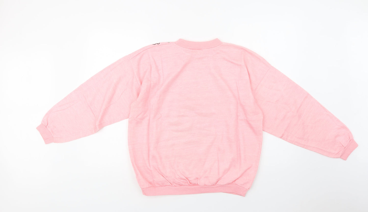 Gold Belt Womens Pink Floral Acrylic Pullover Sweatshirt Size L