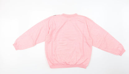 Gold Belt Womens Pink Floral Acrylic Pullover Sweatshirt Size L