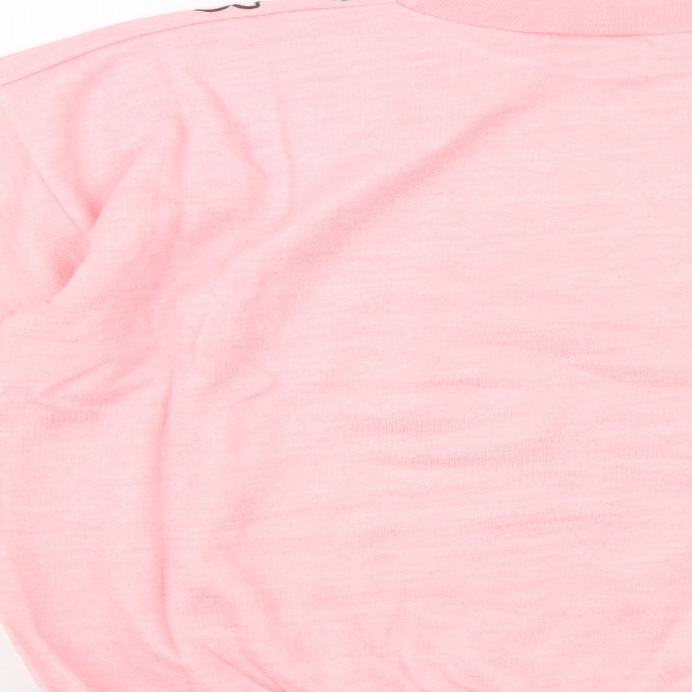 Gold Belt Womens Pink Floral Acrylic Pullover Sweatshirt Size L