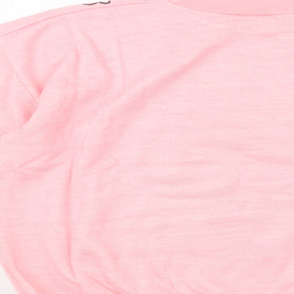Gold Belt Womens Pink Floral Acrylic Pullover Sweatshirt Size L