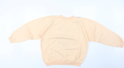 Gold Belt Womens Orange Floral Acrylic Pullover Sweatshirt Size L