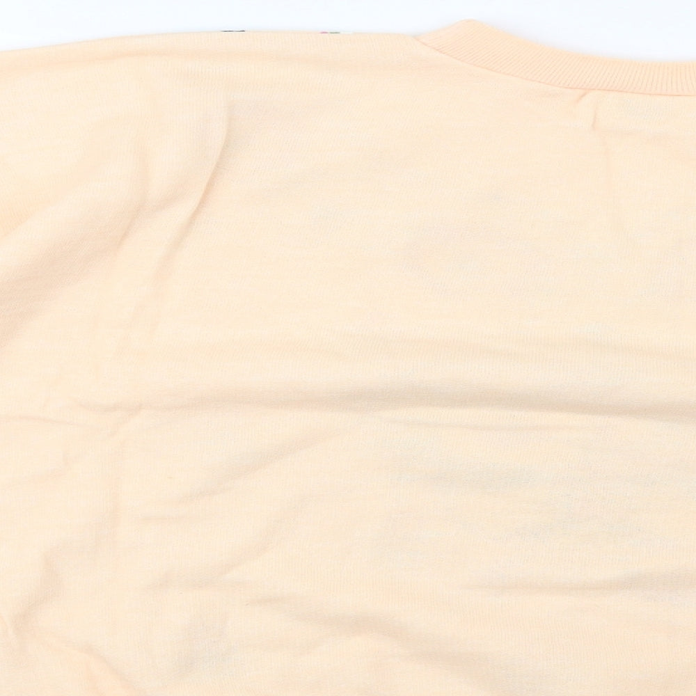 Gold Belt Womens Orange Floral Acrylic Pullover Sweatshirt Size L